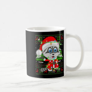 Raccoon Christmas Lights Santa Costume Ugly Xmas S Coffee Mug
