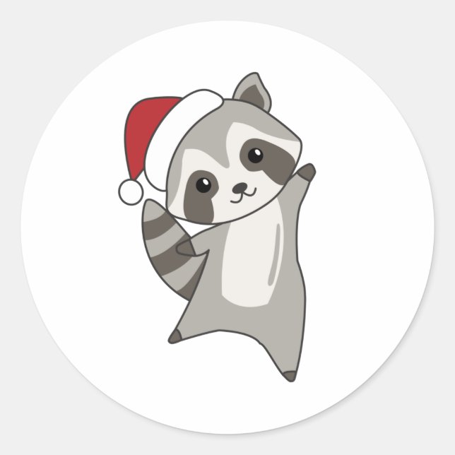 Raccoon Christmas Snow Winter Raccoons Classic Round Sticker (Front)