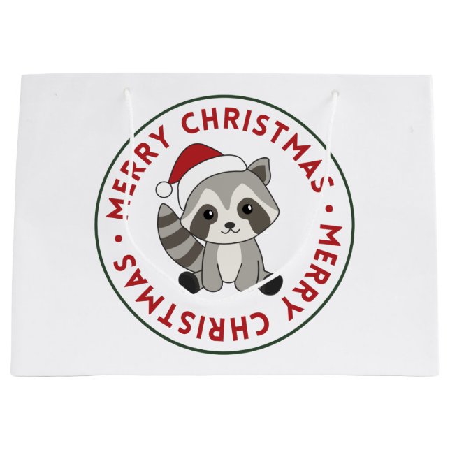 Raccoon Christmas Snow Winter Raccoons Large Gift  Large Gift Bag (Front)