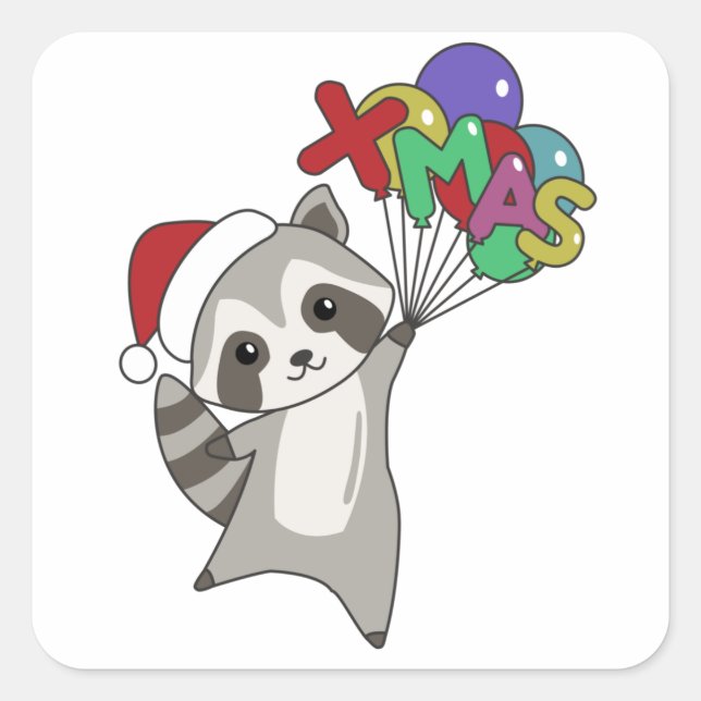 Raccoon Christmas Snow Winter Raccoons Square Sticker (Front)
