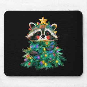 Raccoon Christmas Tree Pajamas Girls Boys Xmas Lig Mouse Pad