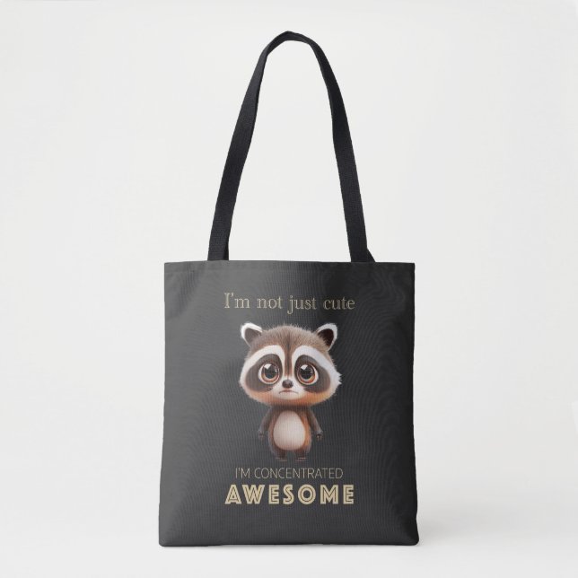 Raccoon Concentrated Awesome Cute Adorable Funny  Tote Bag (Front)