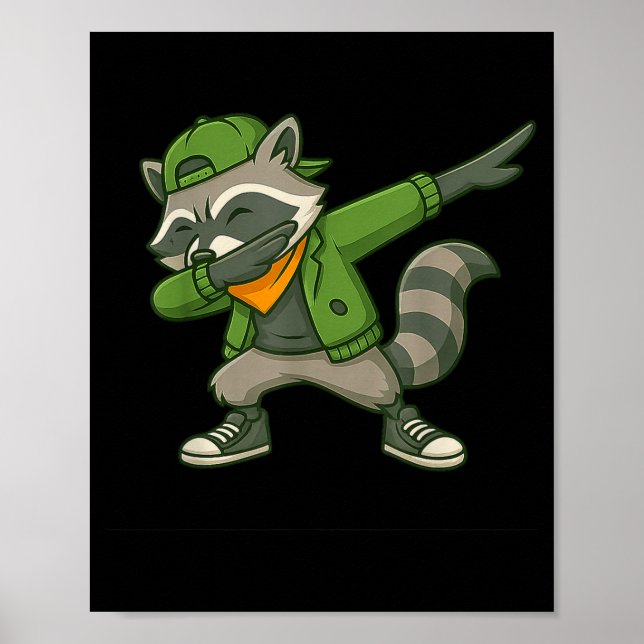 Raccoon Dab Streetwear Clic Funny For Men Women Ki Poster (Front)