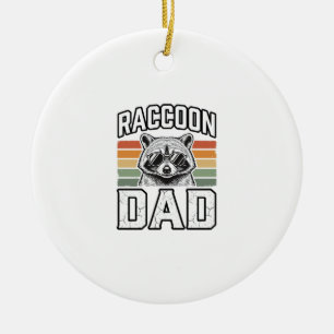 Raccoon Dad Vintage Engraving Retro Vector Design_ Ceramic Ornament