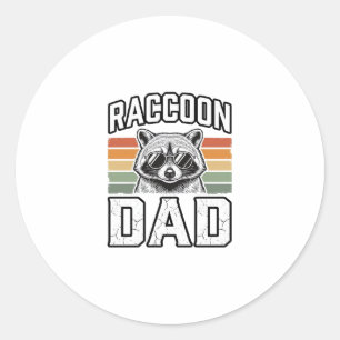 Raccoon Dad Vintage Engraving Retro Vector Design_ Classic Round Sticker