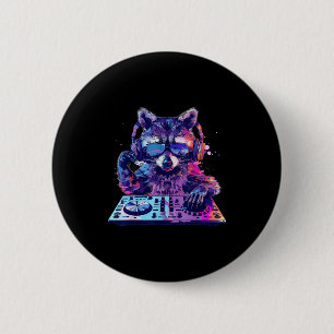 Raccoon Dj Edm Techno House Music Funny Animal Lov 6 Cm Round Badge