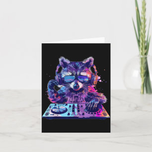 Raccoon Dj Edm Techno House Music Funny Animal Lov Card