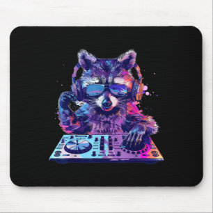 Raccoon Dj Edm Techno House Music Funny Animal Lov Mouse Pad