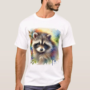 Raccoon Dog 020924AREF109 - Watercolor T-Shirt