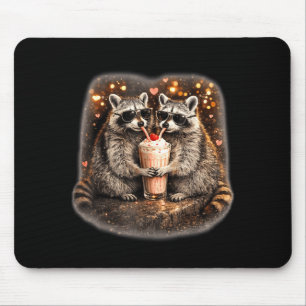 Raccoon drinking iced coffee funny animal meme men mouse pad