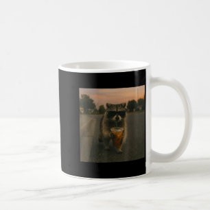 Raccoon drinking iced coffee funny animal meme men mug
