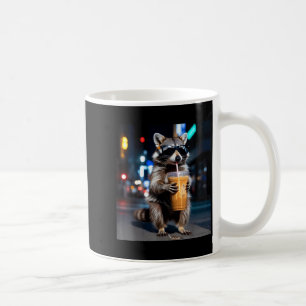 Raccoon drinking iced coffee funny animal meme men mug