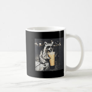 Raccoon drinking iced coffee funny meme ghraphic mug
