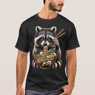  Raccoon Eating Japanese Noodles Kawaii Ramen Bowl T-Shirt