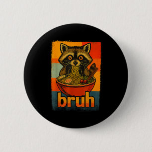 Raccoon Eating Japanese Ramen Noodles Men Women Ki 6 Cm Round Badge
