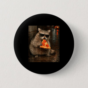 Raccoon eating pizza meme funny animal for men 6 cm round badge