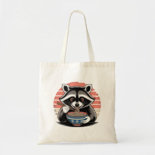 Raccoon Eating Ramen Japanese Vintage Style Tote Bag