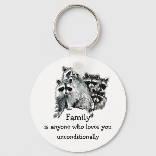 Raccoon Family or Friend Love Quote Animal  Art Key Ring