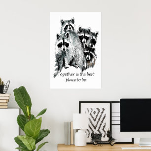 Raccoon Family Printable Wall Art – "Together