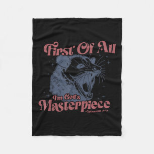Raccoon First Of All I'm God's Masterece  Fleece Blanket