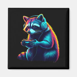 Raccoon Gaming Animal Video Games Funny Raccoon  Magnet