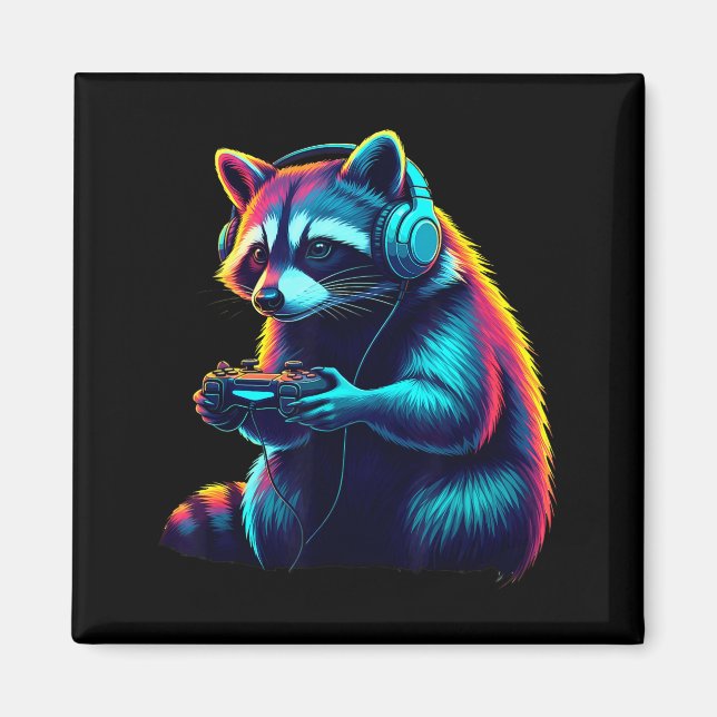 Raccoon Gaming Animal Video Games Funny Raccoon  Magnet (Front)