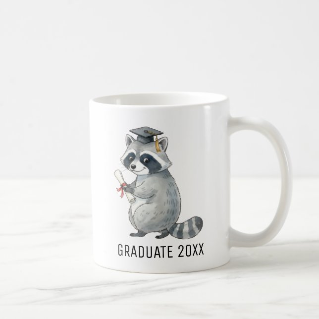 Raccoon Graduation Personalized Coffee Mug (Right)