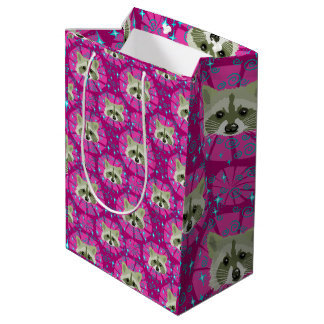 raccoon_gray and pink medium gift bag