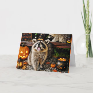 RACCOON Halloween Party Card