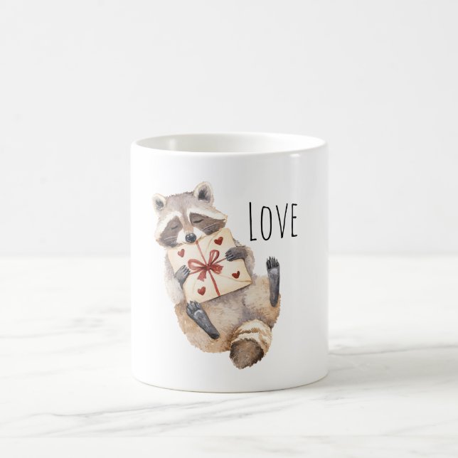 Raccoon Hearts Gift Coffee Mug (Center)