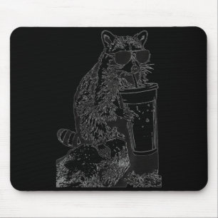 Raccoon ice coffee sunglasses funny animal meme mouse pad