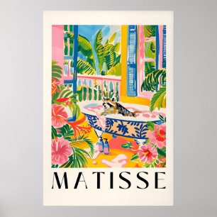 Raccoon in Bathtub Art Print Tropical Maximalist