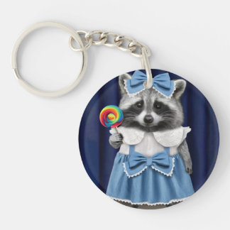 Raccoon in Blue Dress Key Ring