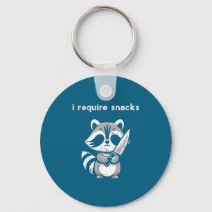 Raccoon Knife I Require Snacks Funny Saying Humor Key Ring