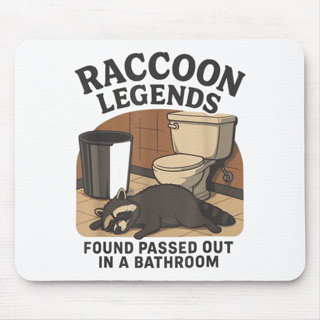 Raccoon Legends Found Ped Out In A Bathroom Trashe Mouse Pad (Front)