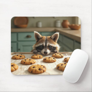 Raccoon Looking At Chocolate Chip Cookies Mouse Pad