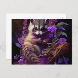 Raccoon Mauve Postcards