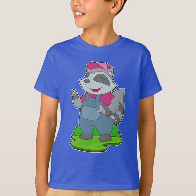Raccoon Mechanic Wrench T-Shirt (Front)