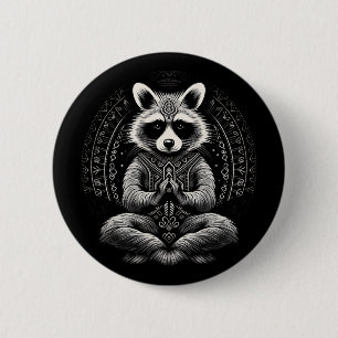 Raccoon Meditating Animal Mandala Buddhist Funny Y 6 Cm Round Badge