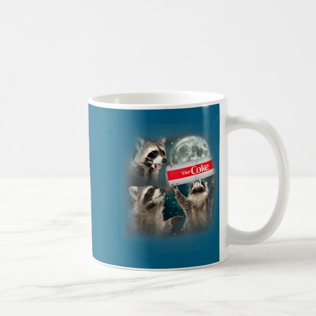 Raccoon Meme 3 Racoons Howling At Moon Funny Weird Coffee Mug (Right)