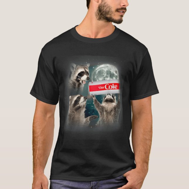 Raccoon Meme 3 Racoons Howling At Moon Funny Weird T-Shirt (Front)