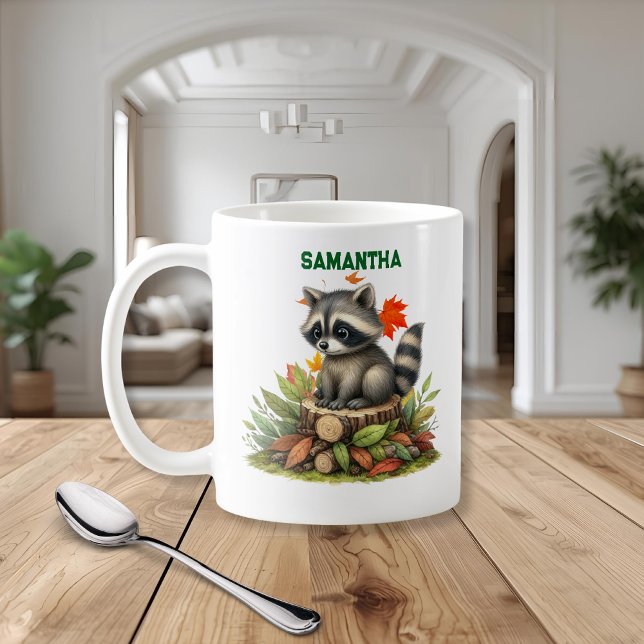 Raccoon Mug | Cute Raccoon with Autumn Leaves Mug (Creator Uploaded)
