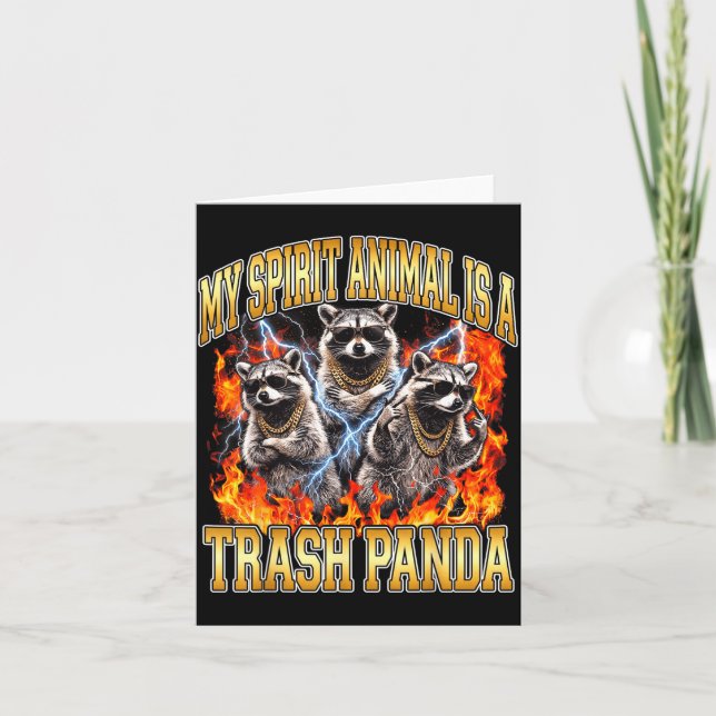 Raccoon My Srit Animal Is A Trash Panda Funny Boot Card (Front)