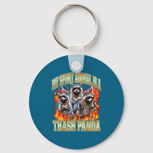 Raccoon My Srit Animal Is A Trash Panda Funny Boot Key Ring (Front)