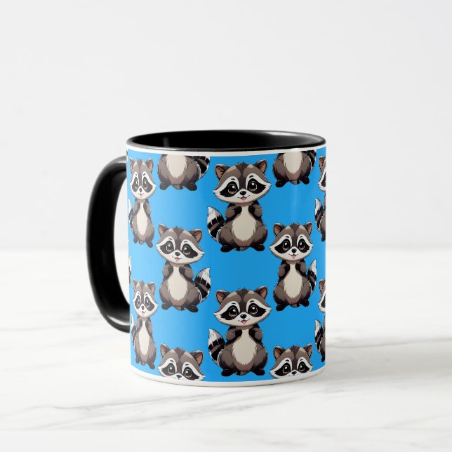 Raccoon Pattern Design Blue  Mug (Front Left)