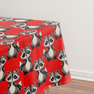 Raccoon Pattern Design White  Tablecloth