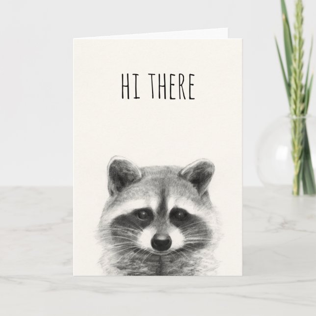 Raccoon Pencil Drawing Card (Front)