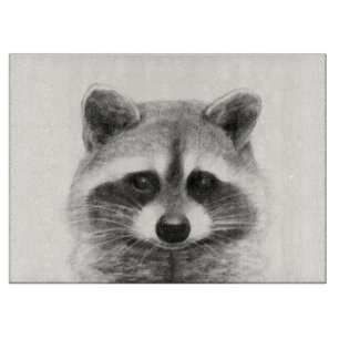Raccoon Pencil Drawing Cutting Board