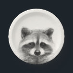 Raccoon Pencil Drawing Paper Plate<br><div class="desc">Raccoon Pencil Drawing by Victoria Borges</div>
