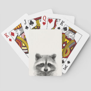 Raccoon Pencil Drawing Playing Cards